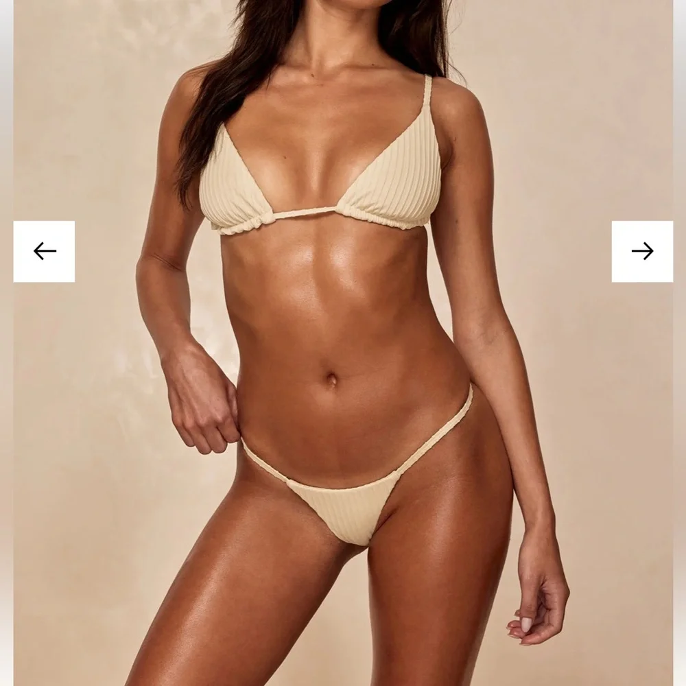 Monday Swimwear Cream Ribbed Triangle Bikini Set